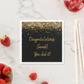 Aangepaste afstudeerfeestje gepersonaliseerd zwart servet (Insitu)