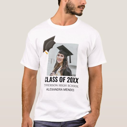 Aangepaste afstudeerfoto afgestudeerde trotse oude t-shirt (Voorkant)