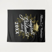 Aangepaste afstudeerhoed Gouden Zonnekrans Achterg Wandkleed (Voorkant (horizontaal))