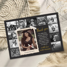 Aangepaste afstudeerkaart met retro-fotocollage