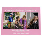 Aangepaste afstudeerklas van fotocollage naam Roze Groot Cadeauzakje (Voorkant)