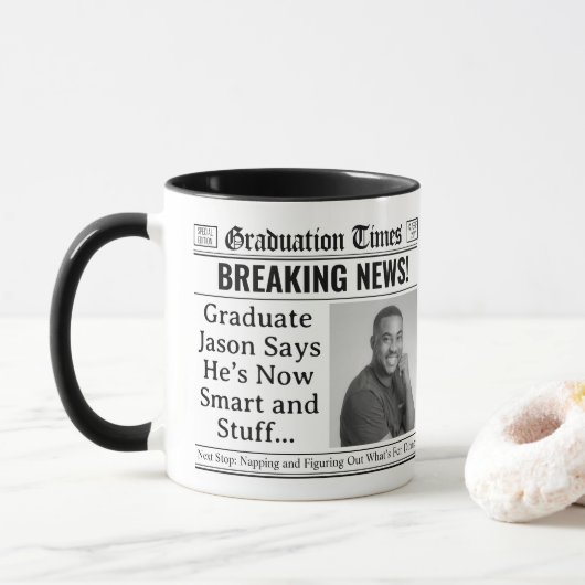 Aangepaste afstudeermug, leuke gepersonaliseerde k mok (Met donut)