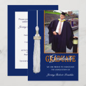 Aangepaste afstudeerpartij nodigt blauw/Oranje ass Kaart (Voorkant / Achterkant)