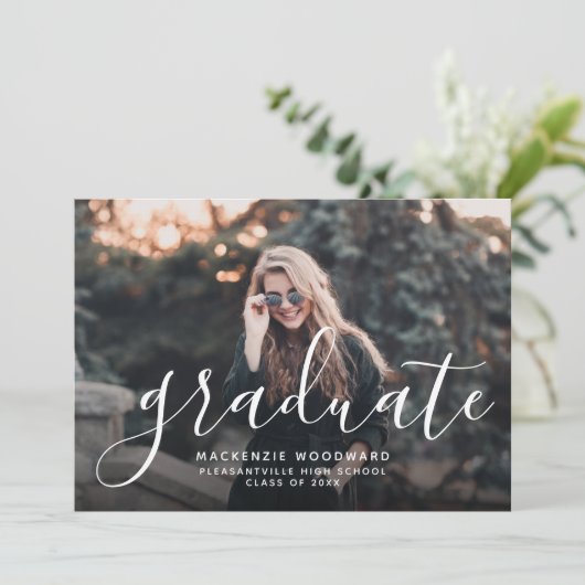 Aangepaste afstudeerpartij voor fotoscript kaart (Staand voorkant)