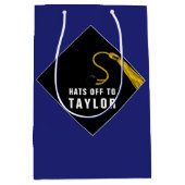 Aangepaste Afstuderen Blue Medium Gift Bag Cadeauzakje (Voorkant)