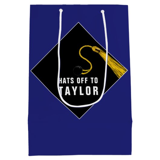 Aangepaste Afstuderen Blue Medium Gift Bag Medium Cadeauzakje (Achterkant)