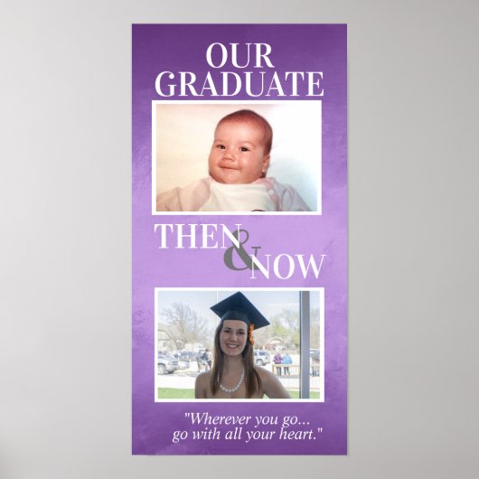 Aangepaste Afstuderen cadeaus, dan en nu Foto Poster (Voorkant)
