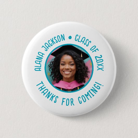 Aangepaste Afstuderen Foto Dank u gunst Ronde Button 5,7 Cm (Voorkant)