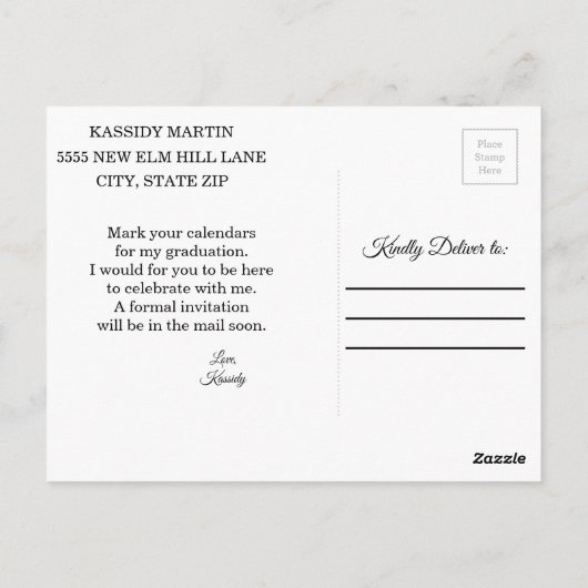 Aangepaste Afstuderen Foto Opslagdatum Briefkaart (Achterkant)