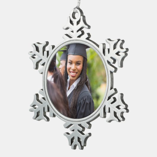 Aangepaste Afstuderen foto Tin Sneeuwvlok Ornament (Rechts)