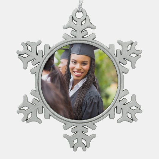 Aangepaste Afstuderen foto Tin Sneeuwvlok Ornament (Voorkant)
