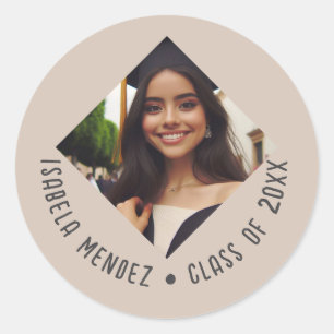 Aangepaste Afstuderen fotoaankondiging Ronde Sticker