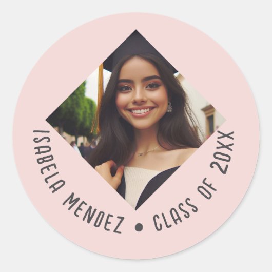 Aangepaste Afstuderen fotoaankondiging Ronde Sticker (Voorkant)