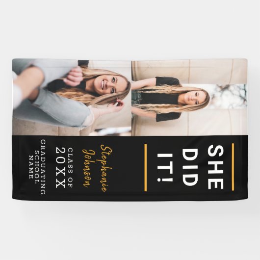 Aangepaste Afstuderen fotofeestdag Spandoek (Horizontaal)