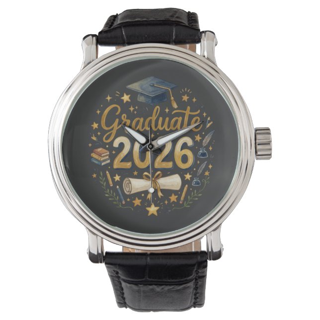 Aangepaste afstuderen Klas van 2026 Gepersonalisee Horloge (Voorkant)