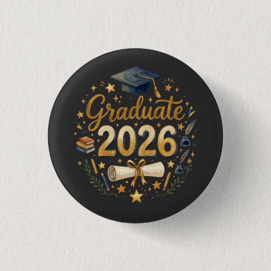 Aangepaste afstuderen Klas van 2026 Gepersonalisee Ronde Button 3,2 Cm (Voorkant)