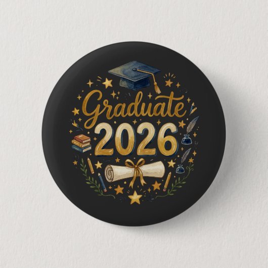 Aangepaste afstuderen Klas van 2026 Gepersonalisee Ronde Button 5,7 Cm (Voorkant)