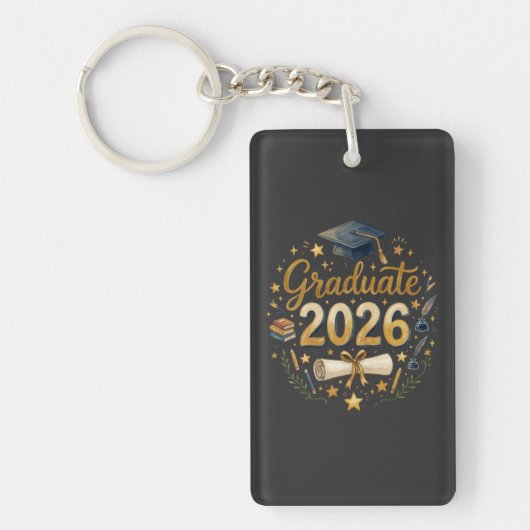 Aangepaste afstuderen Klas van 2026 Gepersonalisee Sleutelhanger (Voorkant)