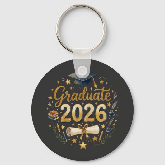 Aangepaste afstuderen Klas van 2026 Gepersonalisee Sleutelhanger (Voorkant)