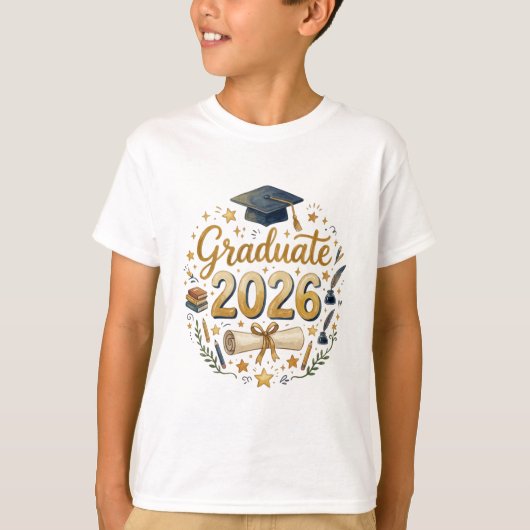 Aangepaste afstuderen Klas van 2026 Gepersonalisee T-shirt (Voorkant)