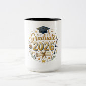 Aangepaste afstuderen Klas van 2026 Gepersonalisee Tweekleurige Koffiemok (Center)