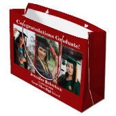 Aangepaste afstuderen klas van 3 foto collage naam groot cadeauzakje (Achterkant Gekanteld)