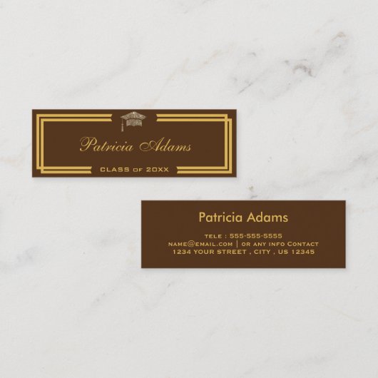 Aangepaste afstuderen - Klassieke invoegkaart Contactkaartje (Voorkant / Achterkant)