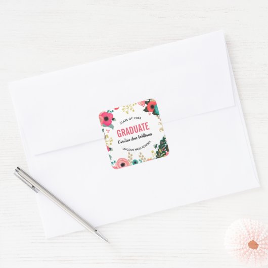 Aangepaste Afstuderen kleveren Vierkante Sticker (Envelop)