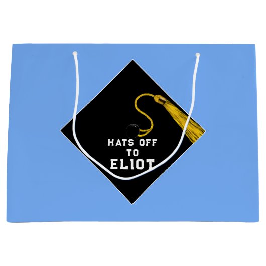 Aangepaste Afstuderen Light Blue Large Gift Bag Groot Cadeauzakje (Voorkant)