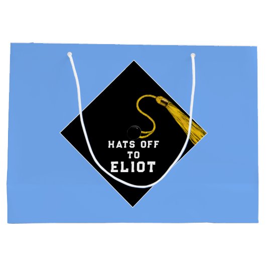 Aangepaste Afstuderen Light Blue Large Gift Bag Groot Cadeauzakje (Achterkant)