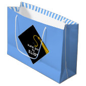 Aangepaste Afstuderen Light Blue Large Gift Bag Groot Cadeauzakje (Voorkant Gekanteld)