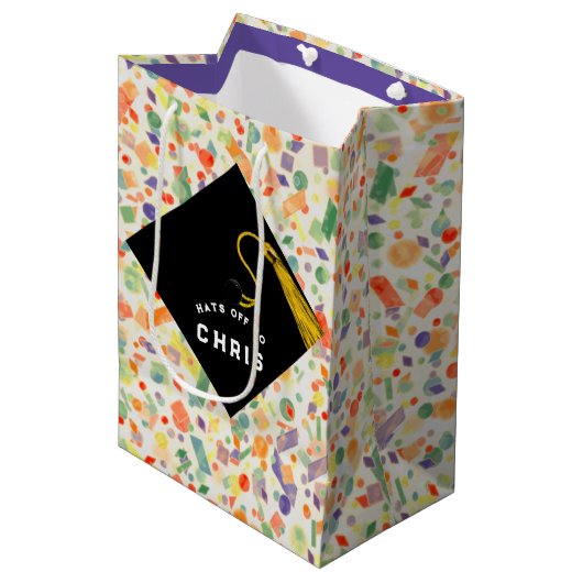 Aangepaste Afstuderen middelgrote Gift Bag Medium Cadeauzakje (Voorkant Gekanteld)