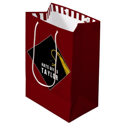 Aangepaste Afstuderen middelgrote Gift Bag Medium Cadeauzakje (Voorkant Gekanteld)