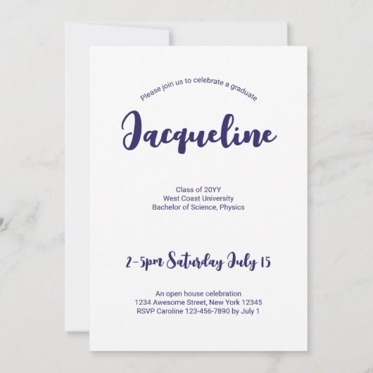Aangepaste Afstuderen Paarse Script Fotocollage Kaart (Achterkant)