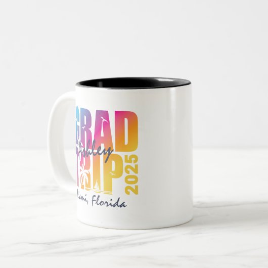 Aangepaste Afstuderen reis groep matching Tweekleurige Koffiemok (Voorkant links)