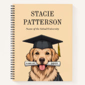 Aangepaste afstuderen schattige gouden retriever h notitieboek (Voorkant)