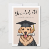 Aangepaste afstuderen schattige gouden retriever kaart (Voorkant)