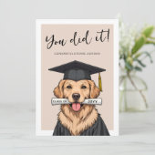 Aangepaste afstuderen schattige gouden retriever kaart (Staand voorkant)