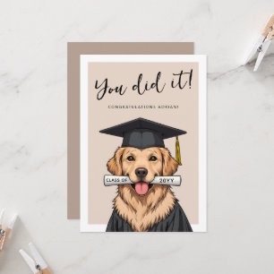 Aangepaste afstuderen schattige gouden retriever kaart