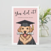 Aangepaste afstuderen schattige gouden retriever kaart (Staand voorkant)