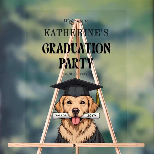 Aangepaste Afstuderen Schattigee Golden Retriever  Acryl Bord (Neutraal)