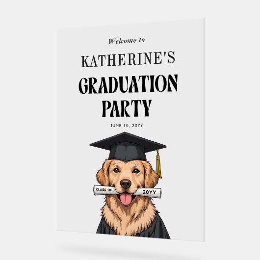 Aangepaste Afstuderen Schattigee Golden Retriever  Acryl Bord (Hoek)