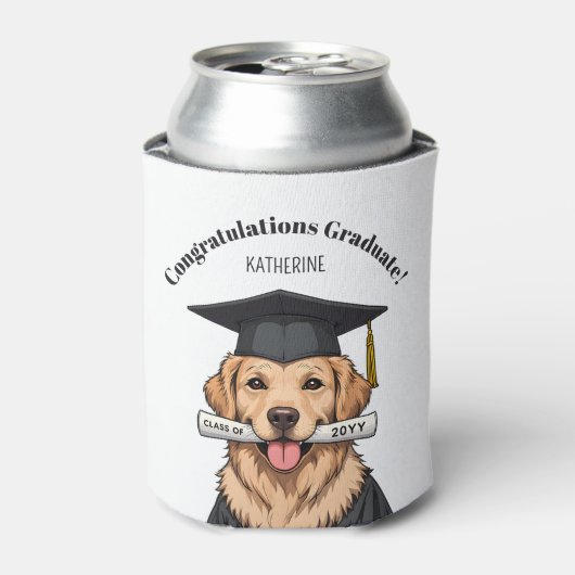 Aangepaste Afstuderen Schattigee Golden Retriever  Blikjeskoeler (Blikje Voorkant)