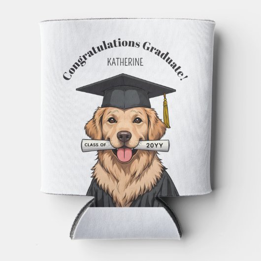 Aangepaste Afstuderen Schattigee Golden Retriever  Blikjeskoeler (Voorkant)