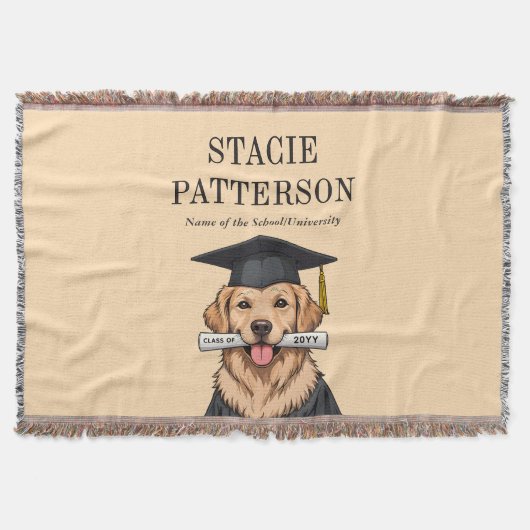 Aangepaste Afstuderen Schattigee Golden Retriever  Deken (Voorkant)