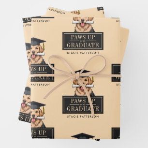 Aangepaste Afstuderen Schattigee Golden Retriever  Inpakpapier Vel