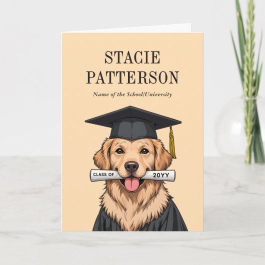 Aangepaste Afstuderen Schattigee Golden Retriever  Kaart (Voorkant)