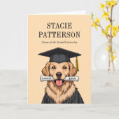 Aangepaste Afstuderen Schattigee Golden Retriever  Kaart (Gele Bloem)