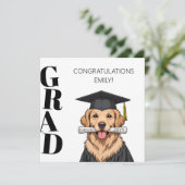 Aangepaste Afstuderen Schattigee Golden Retriever Kaart (Staand voorkant)