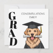 Aangepaste Afstuderen Schattigee Golden Retriever Kaart (Voorkant)